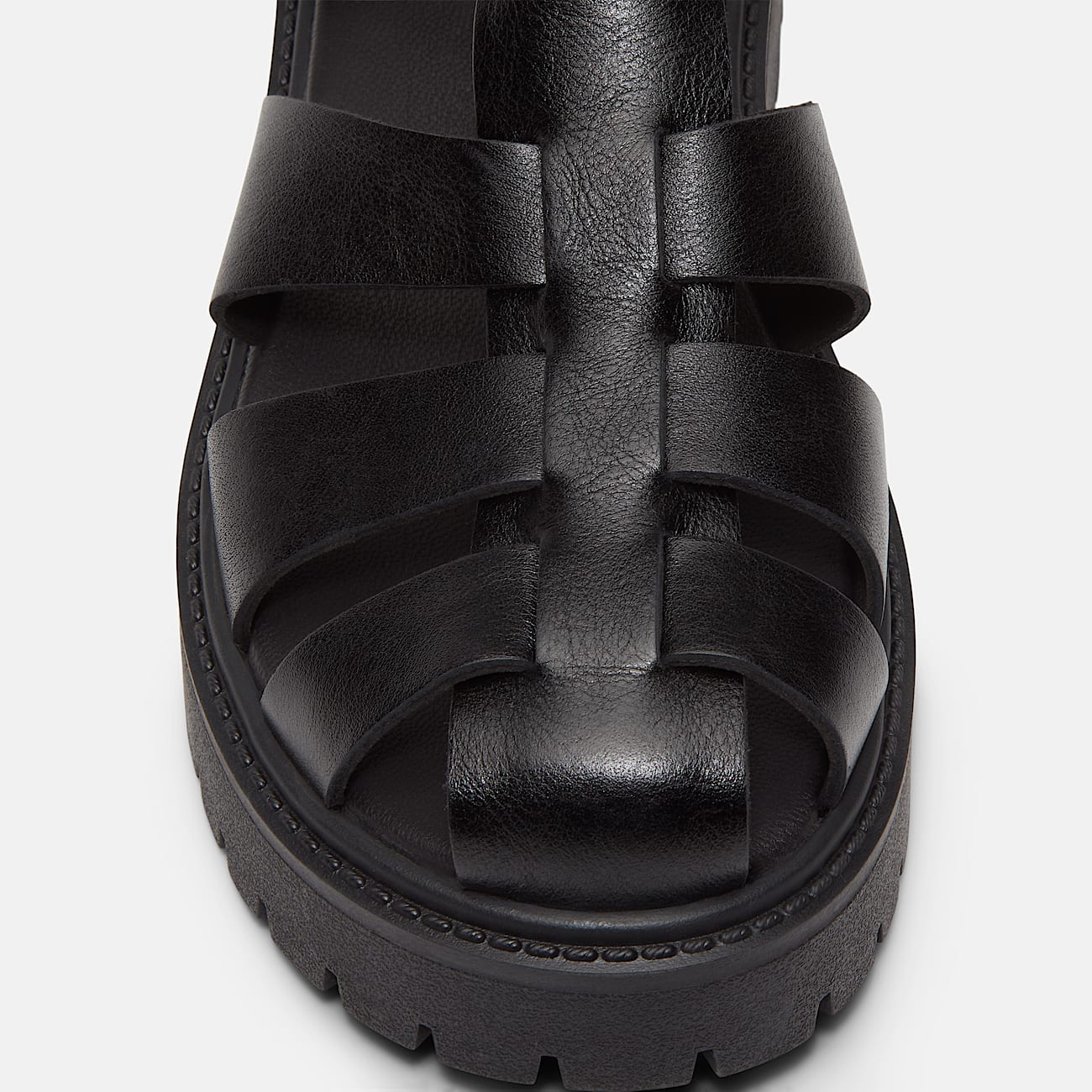 Womens Stone Street Fisherman Platform Sandal TBL Black FullGrain ALT8