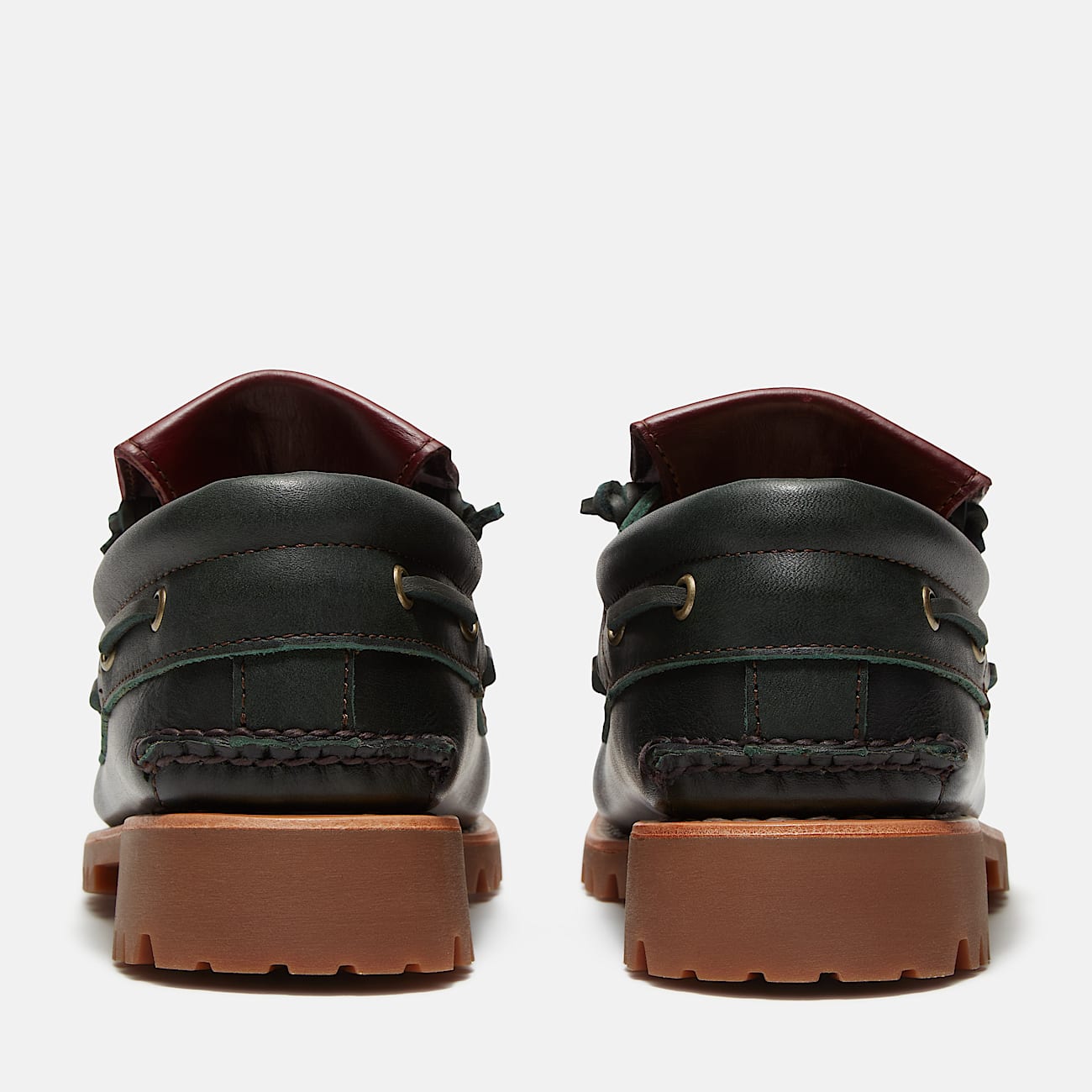 Mens Timberland Authentic 3Eye Lug Boat Shoe TBL Dark Green FullGrainDark Brown ALT5