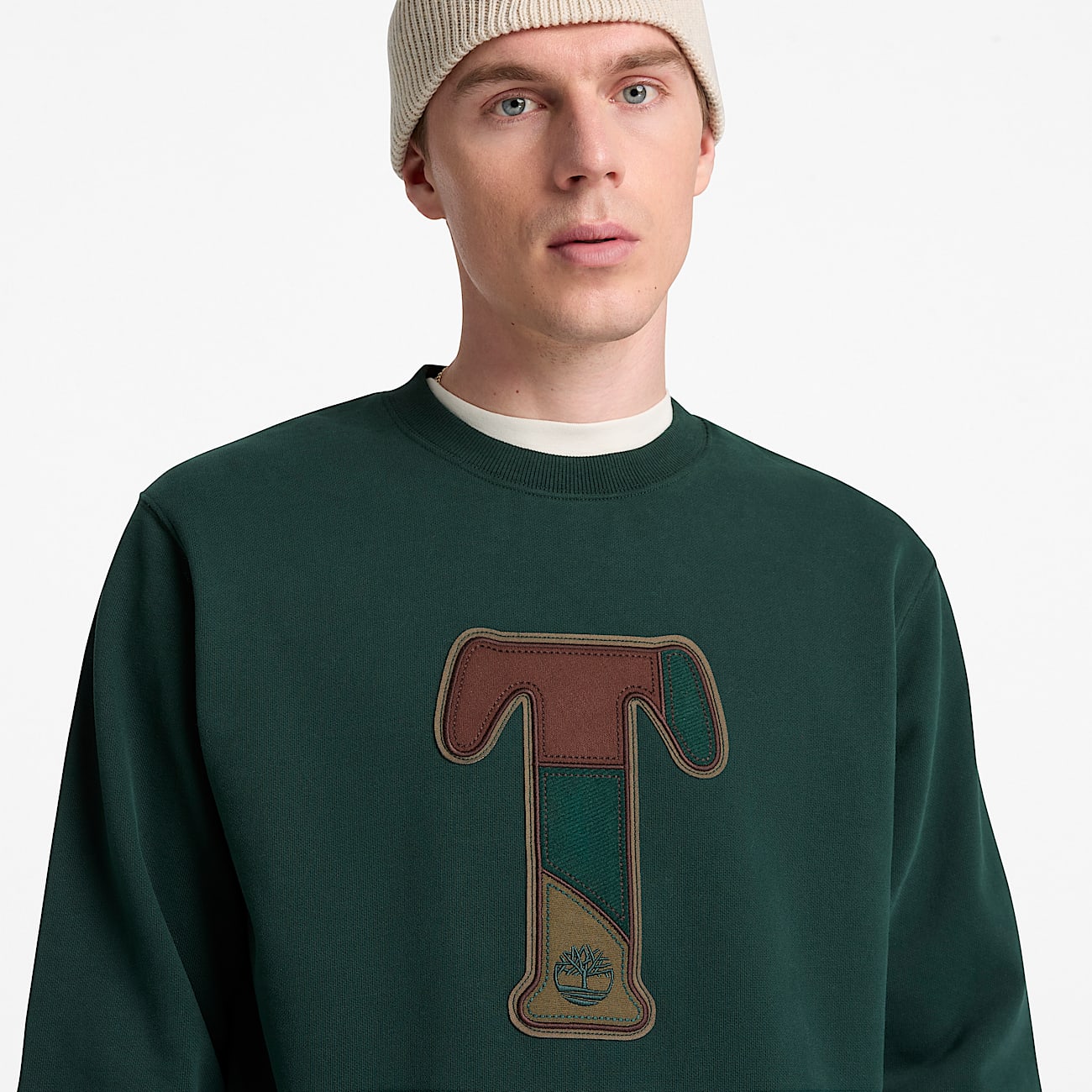 Mens Patchwork Crew Sweatshirt TBL Dark Teal ALT3