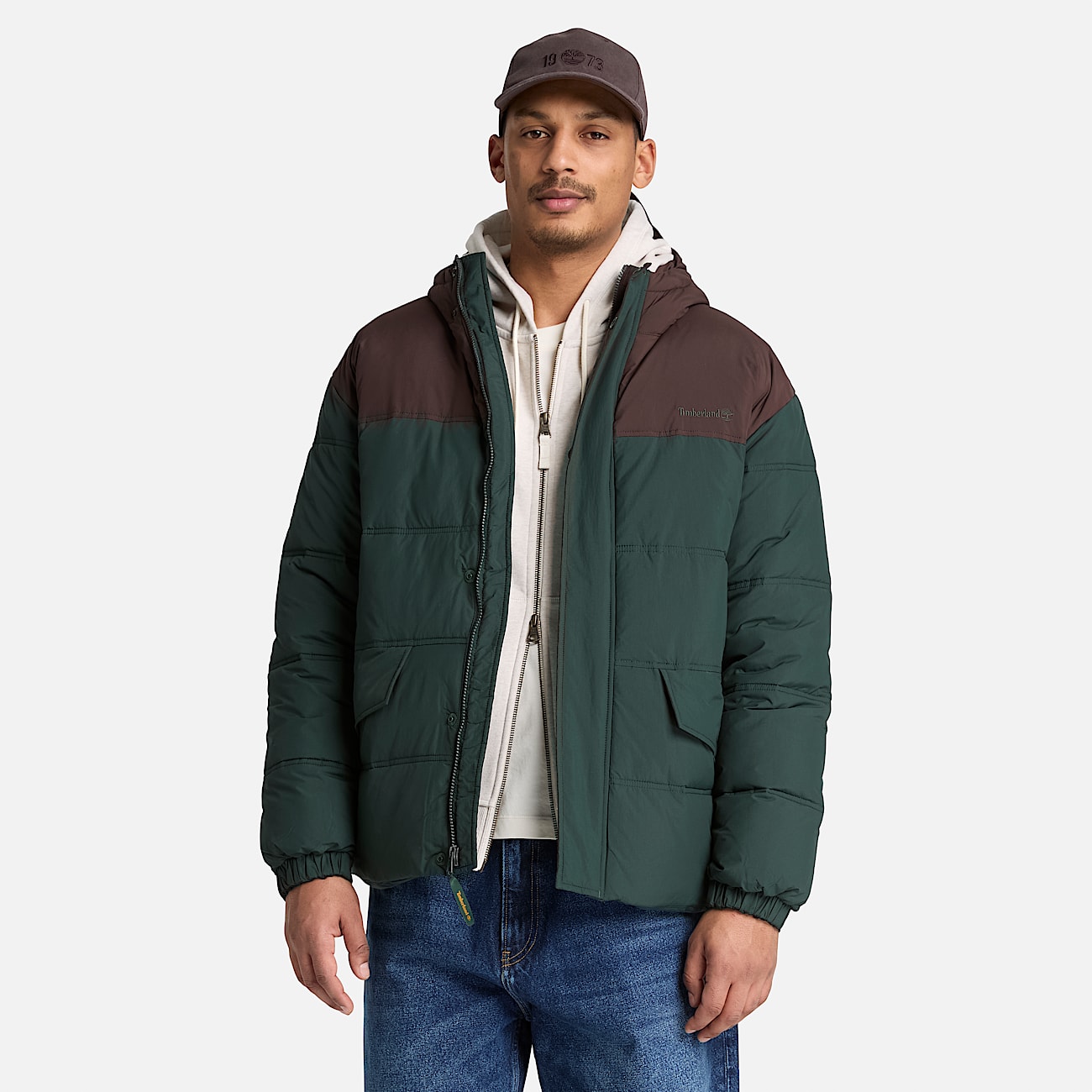Mens Water Repellent Puffer Jacket TBL Dark GreenBrown ALT1