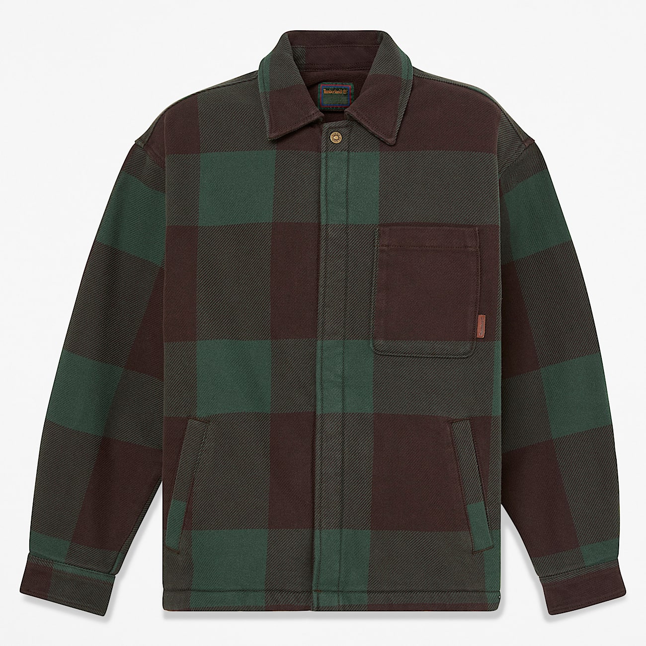 Mens FleeceLined Checkered Overshirt TBL Dark Brown HERO
