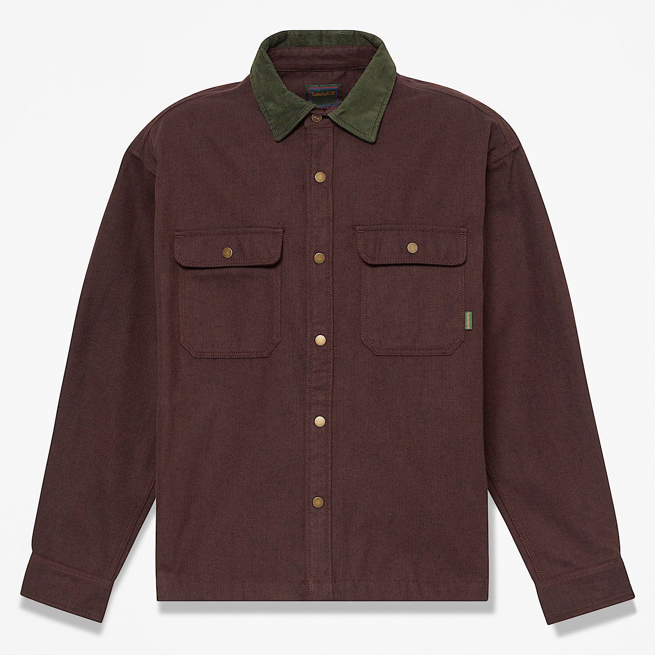Mens Herringbone Overshirt TBL Chicory Coffee Brown HERO