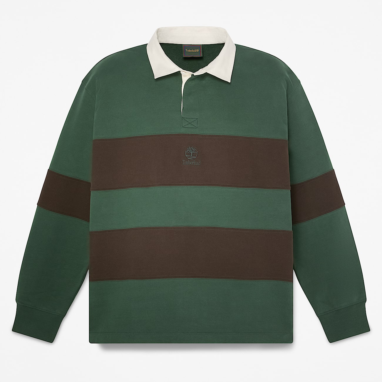 Mens Rugby Polo Sweatshirt TBL GreenBrown Stripe HERO