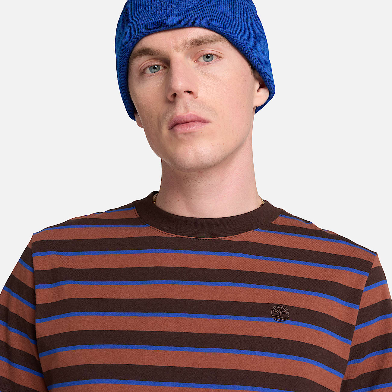Mens Stripe ShortSleeve TShirt TBL Dark Brown ALT3