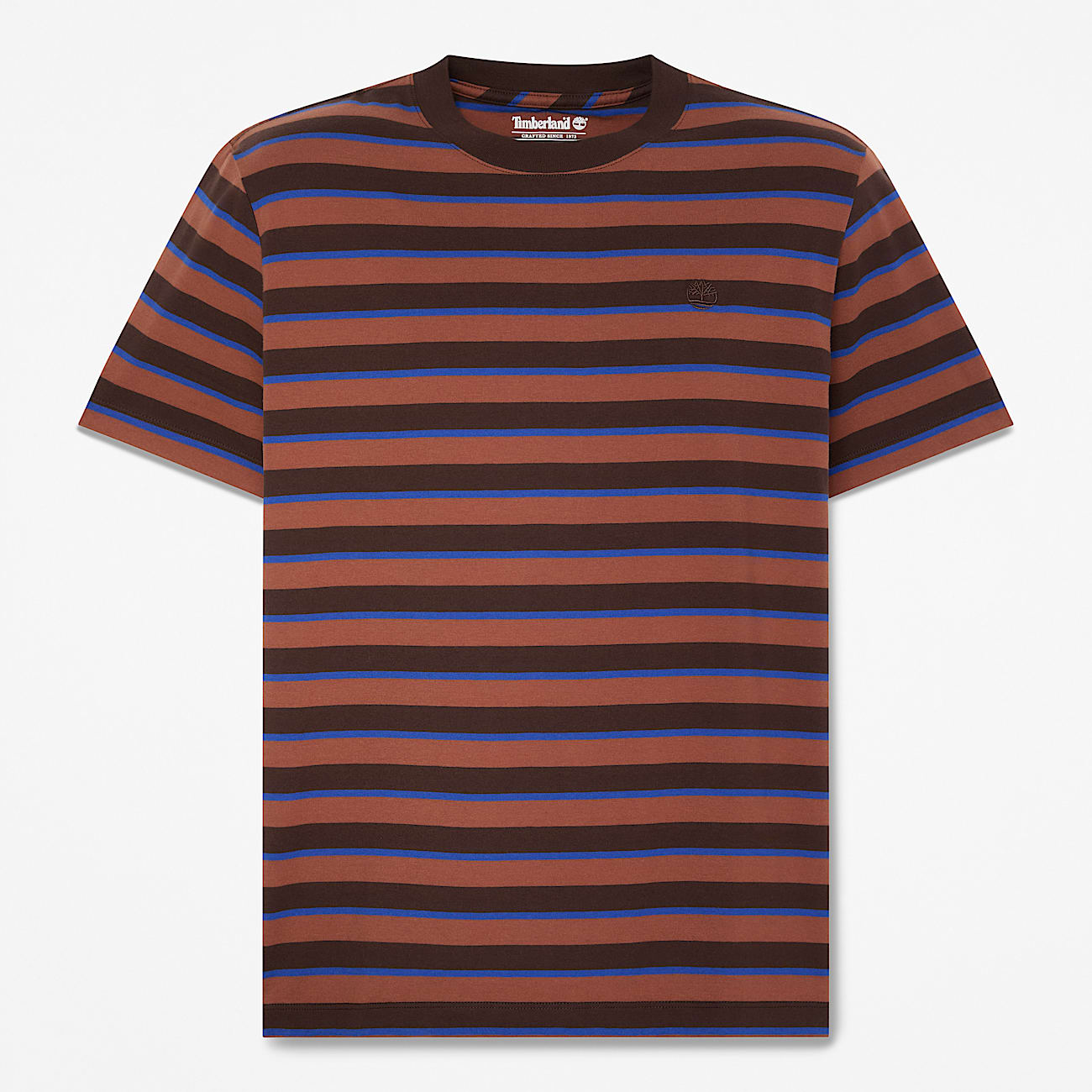 Mens Stripe ShortSleeve TShirt TBL Dark Brown HERO