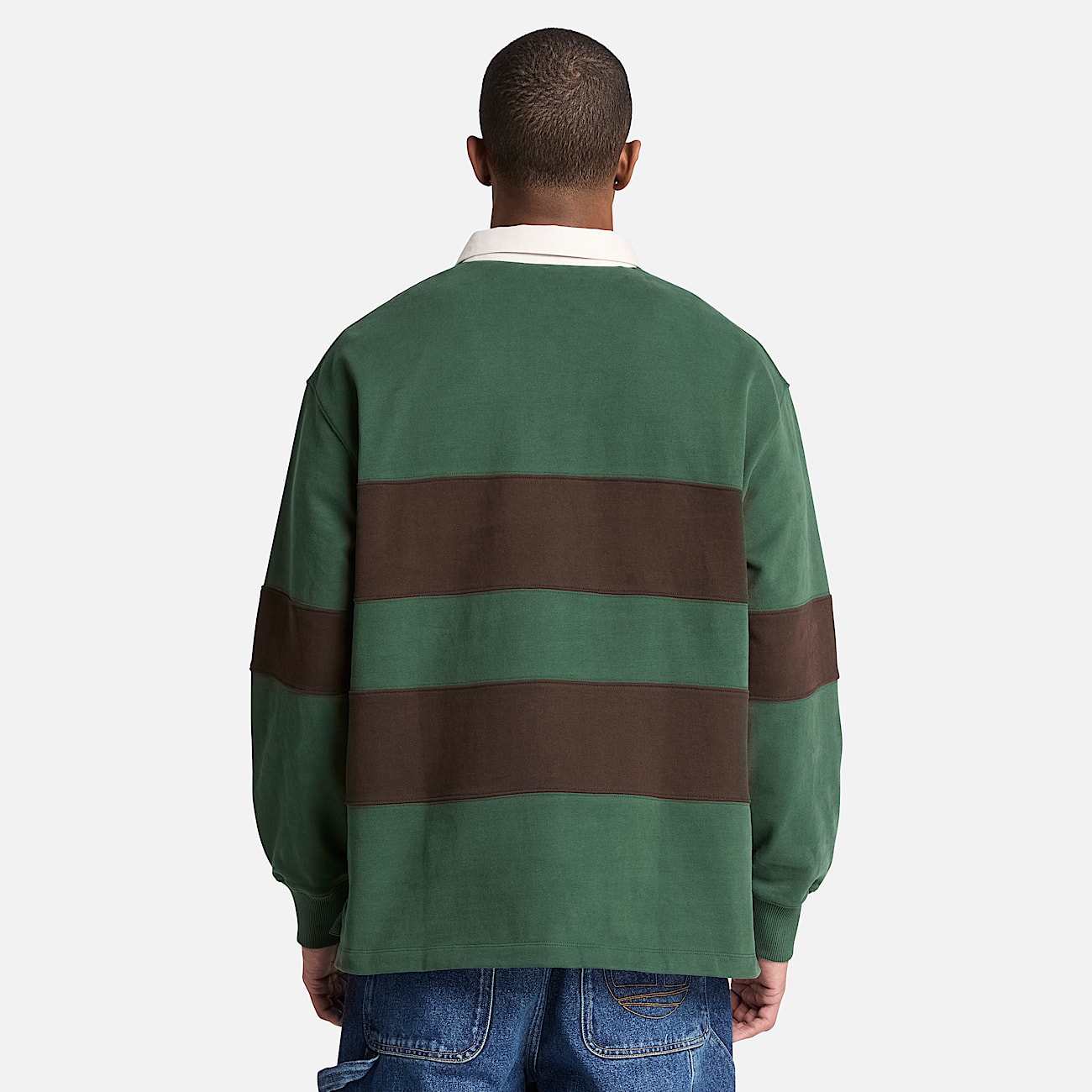 Mens Rugby Polo Sweatshirt TBL GreenBrown Stripe ALT8