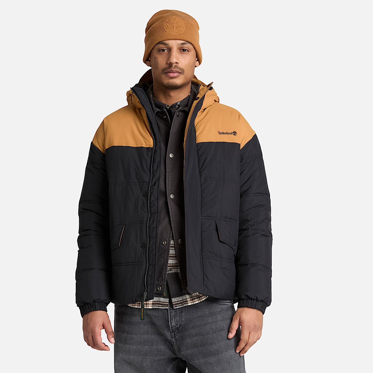 Mens Water Repellent Puffer Jacket TBL BlackWheat ALT1