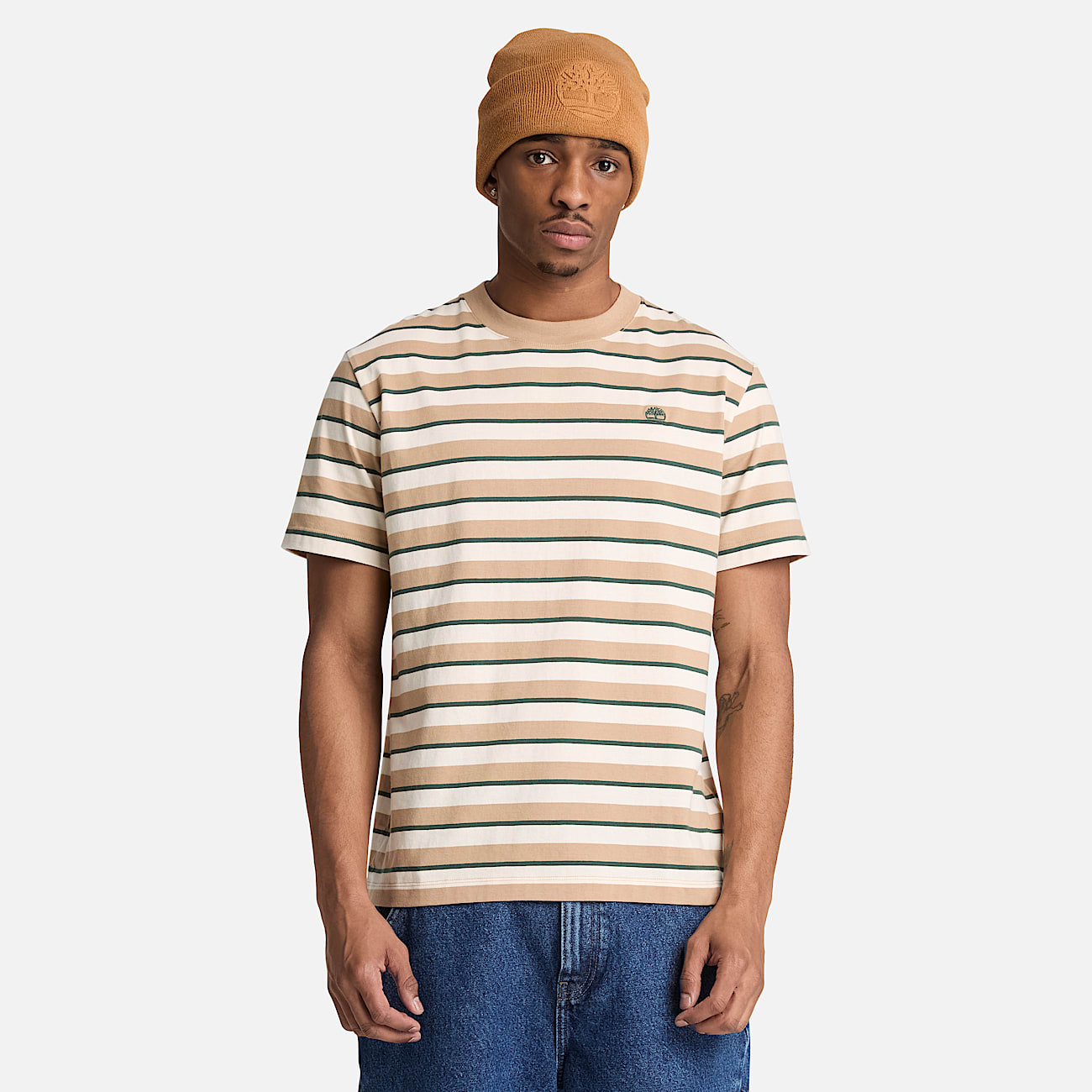 Mens Stripe ShortSleeve TShirt TBL Earth Brown ALT1