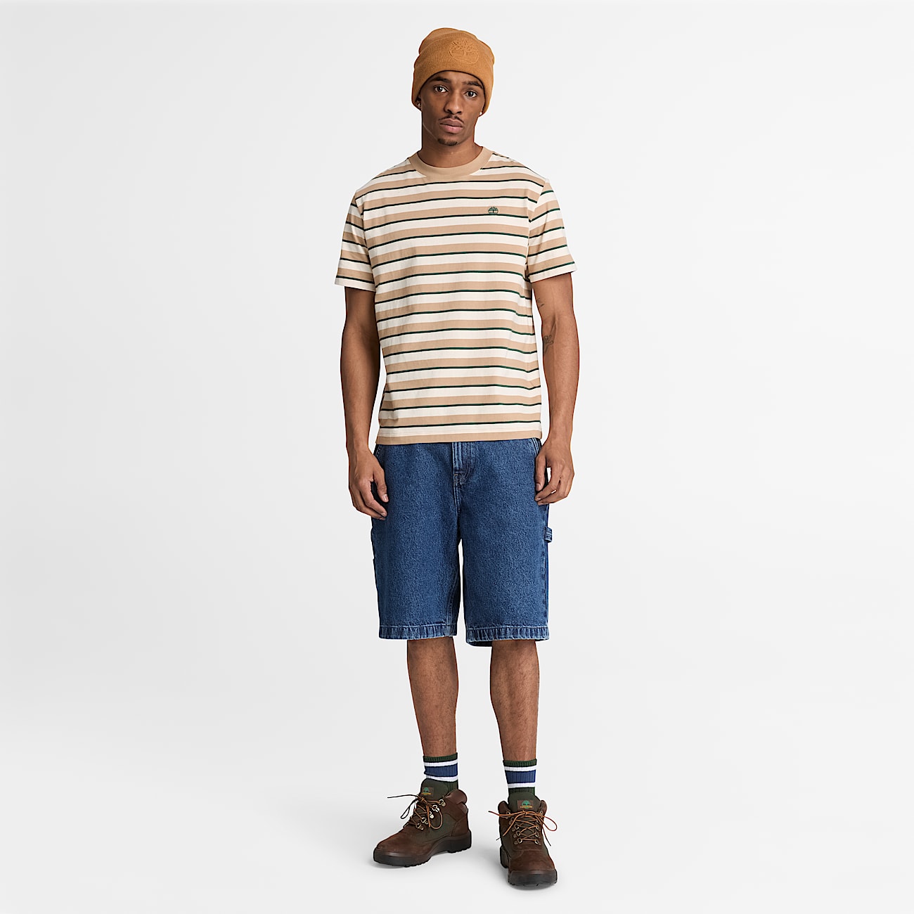 Mens Stripe ShortSleeve TShirt TBL Earth Brown ALT2