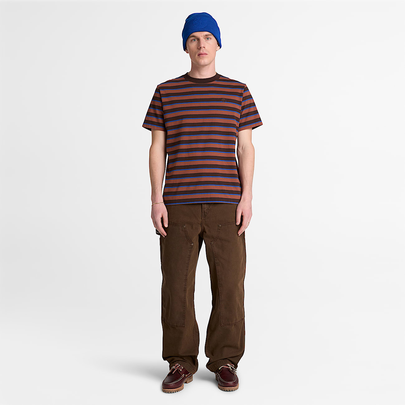 Mens Stripe ShortSleeve TShirt TBL Dark Brown ALT2