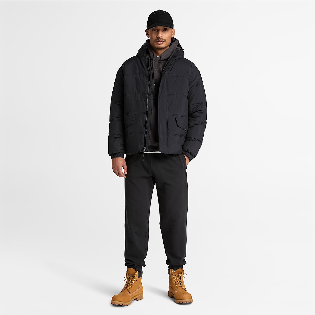 Mens Water Repellent Puffer Jacket TBL Black ALT2