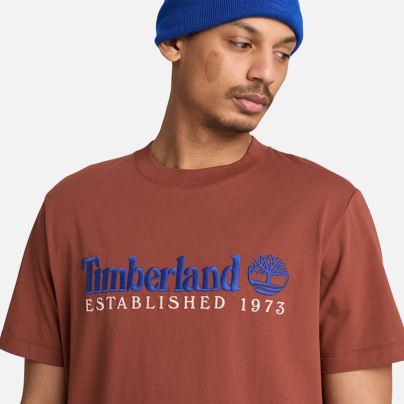 Mens Established 1973 Embroidered ShortSleeve TShirt TBL Brown ALT3