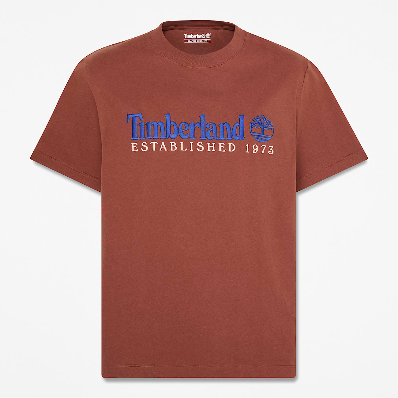 Mens Established 1973 Embroidered ShortSleeve TShirt TBL Brown HERO