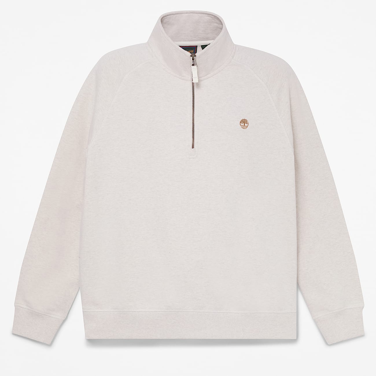 Mens Exeter River Embroidered Logo QuarterZip Sweatshirt TBL Light Oatmeal Heather HERO