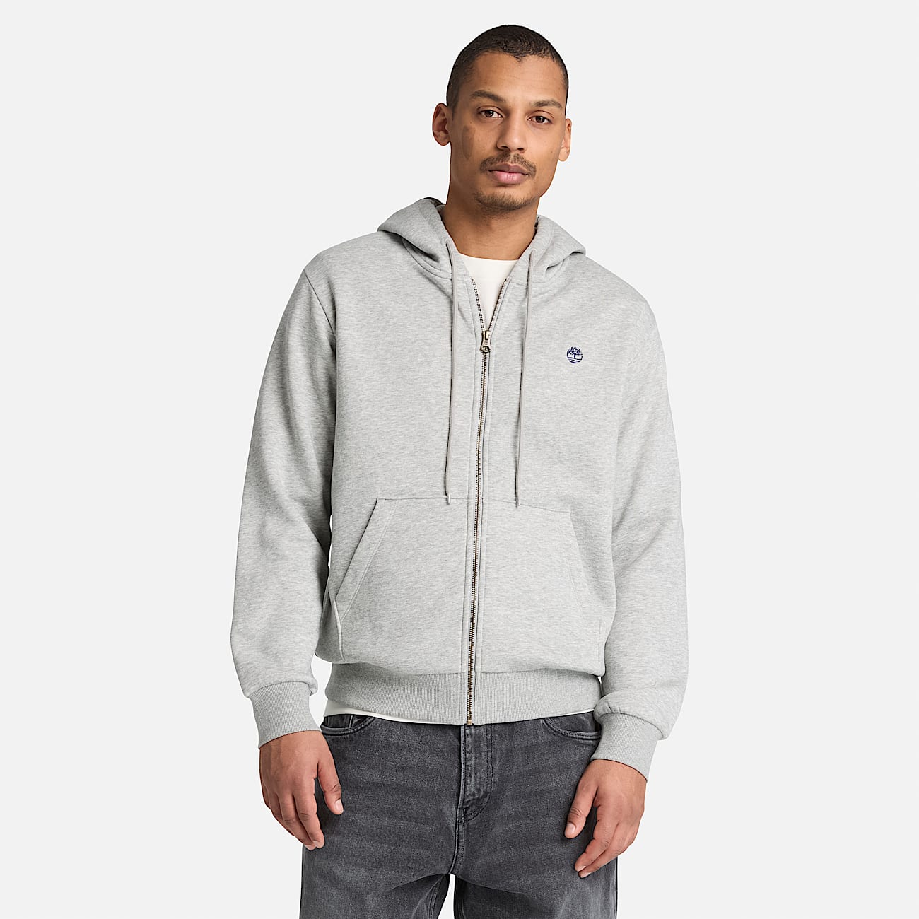 Haut  capuchon Oyster River  glissire avec logo pour hommes TBL Chin gris moyen ALT1