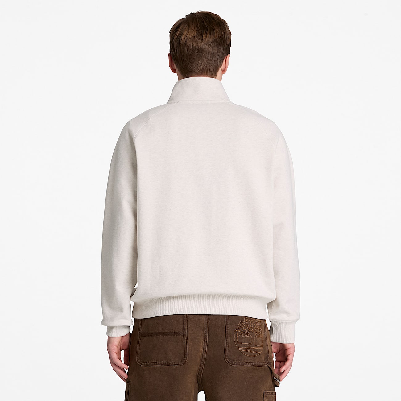 Mens Exeter River Embroidered Logo QuarterZip Sweatshirt TBL Light Oatmeal Heather ALT8