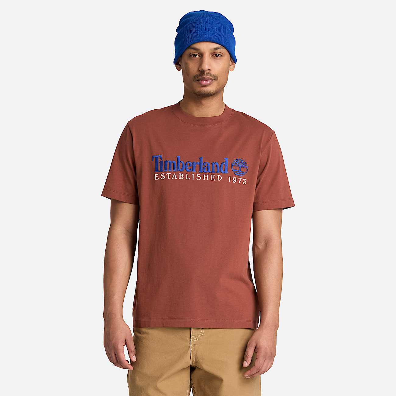 Mens Established 1973 Embroidered ShortSleeve TShirt TBL Brown ALT1