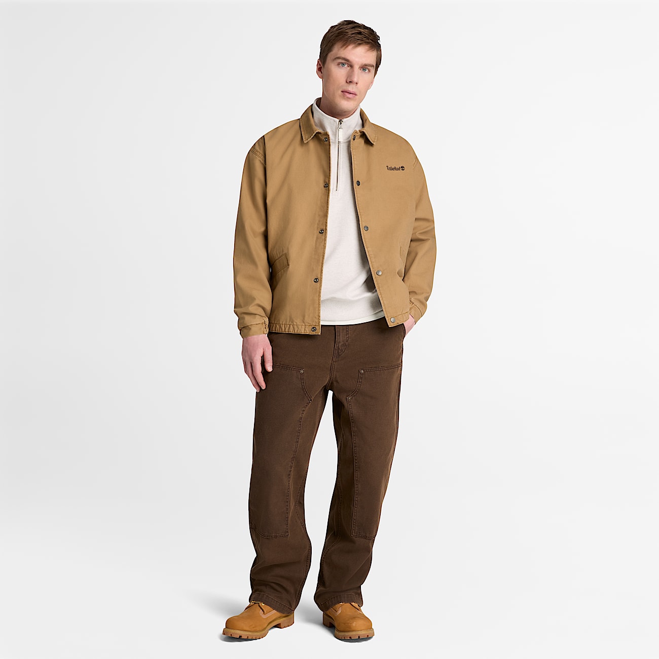Mens Exeter River Embroidered Logo QuarterZip Sweatshirt TBL Light Oatmeal Heather ALT2