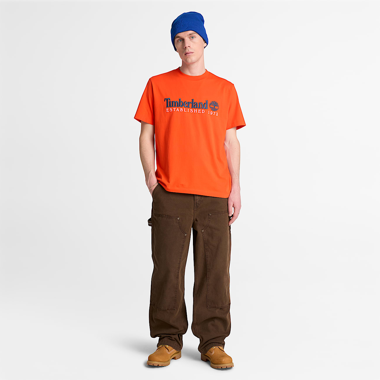 Mens Established 1973 Embroidered ShortSleeve TShirt TBL Tangerine Tango ALT2