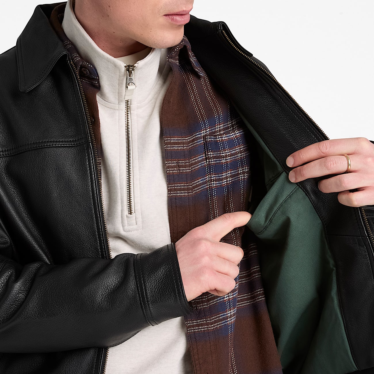 Mens Stratham Leather Bomber TBL Black ALT3