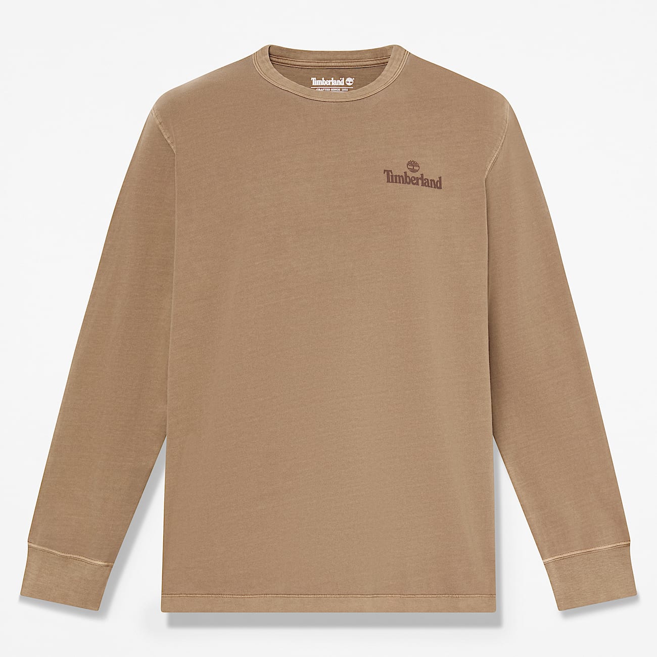 Mens South Cabot Garment Dye LongSleeve TShirt TBL Medium Brown Wash HERO