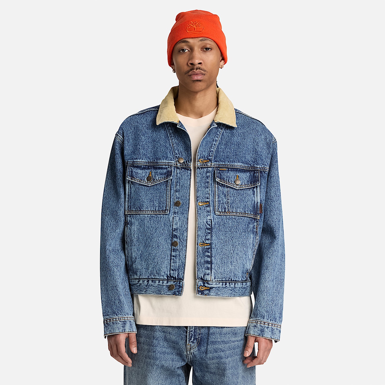 Mens Denim Trucker Jacket TBL Glacier Tint Marble Wash ALT1