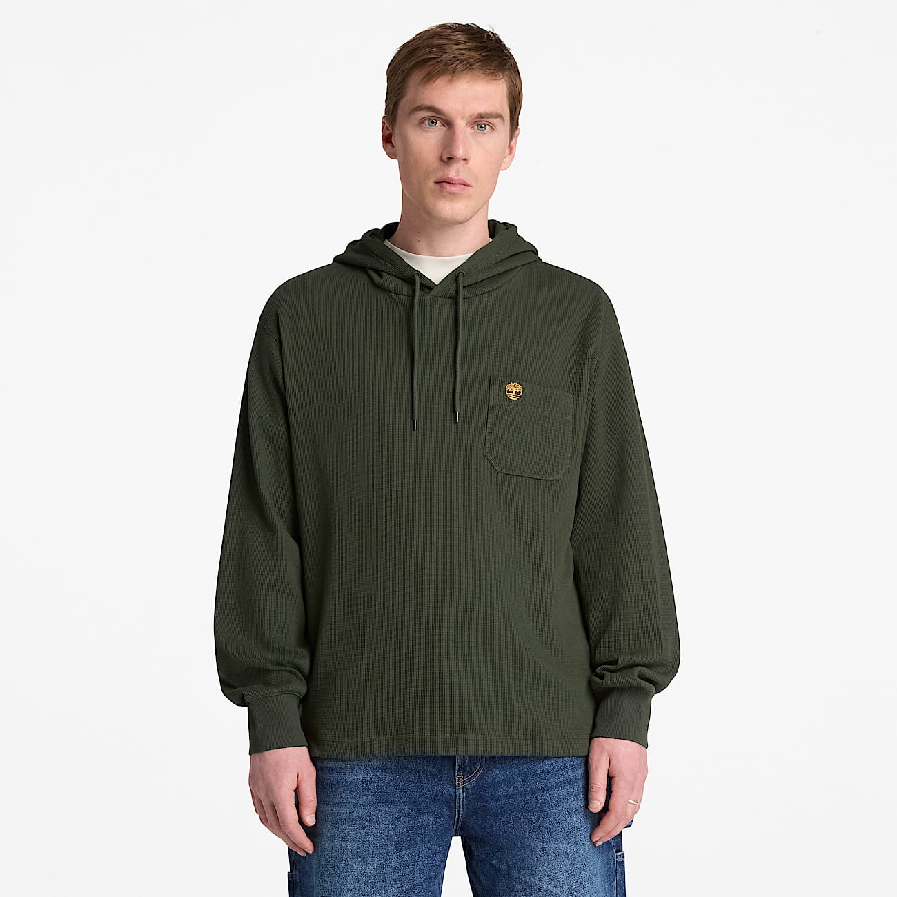 Sudadera con gorro Wharf River Waffle para Hombre TBL Verde oscuro ALT1