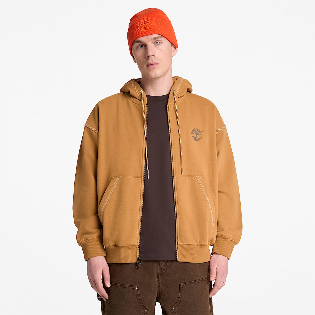 Mens Iconic FullZip Hoodie TBL Wheat ALT1