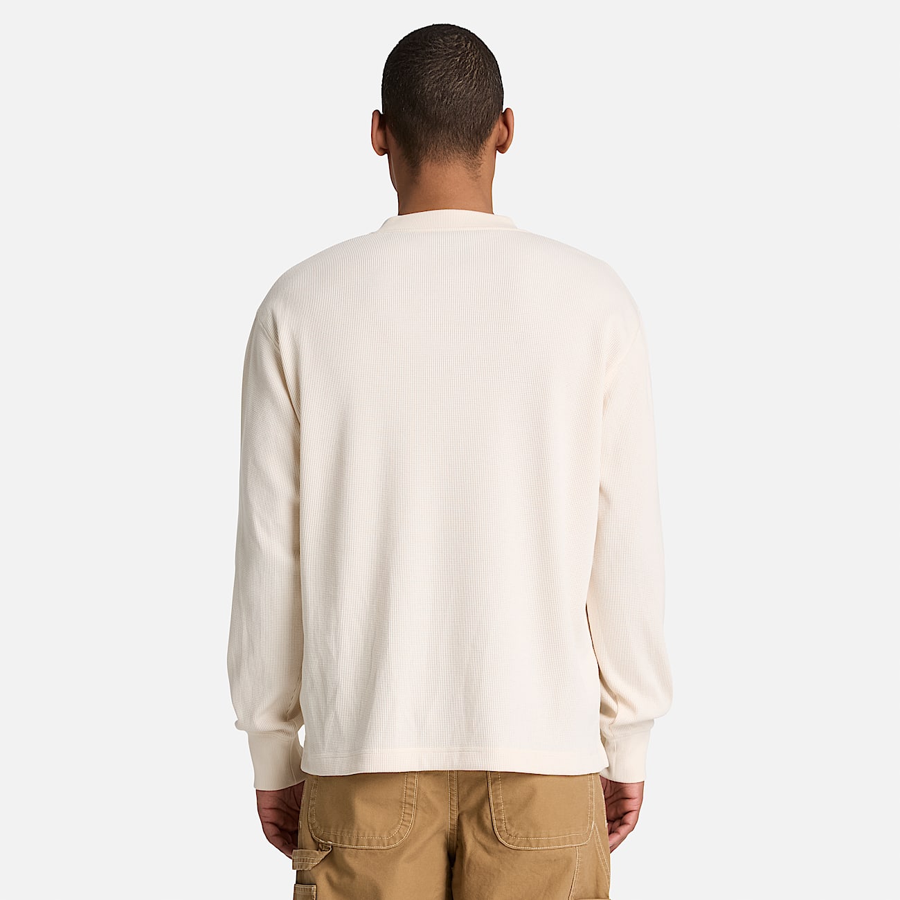 Mens Wharf River Waffle LongSleeve Polo TBL White Smoke ALT8