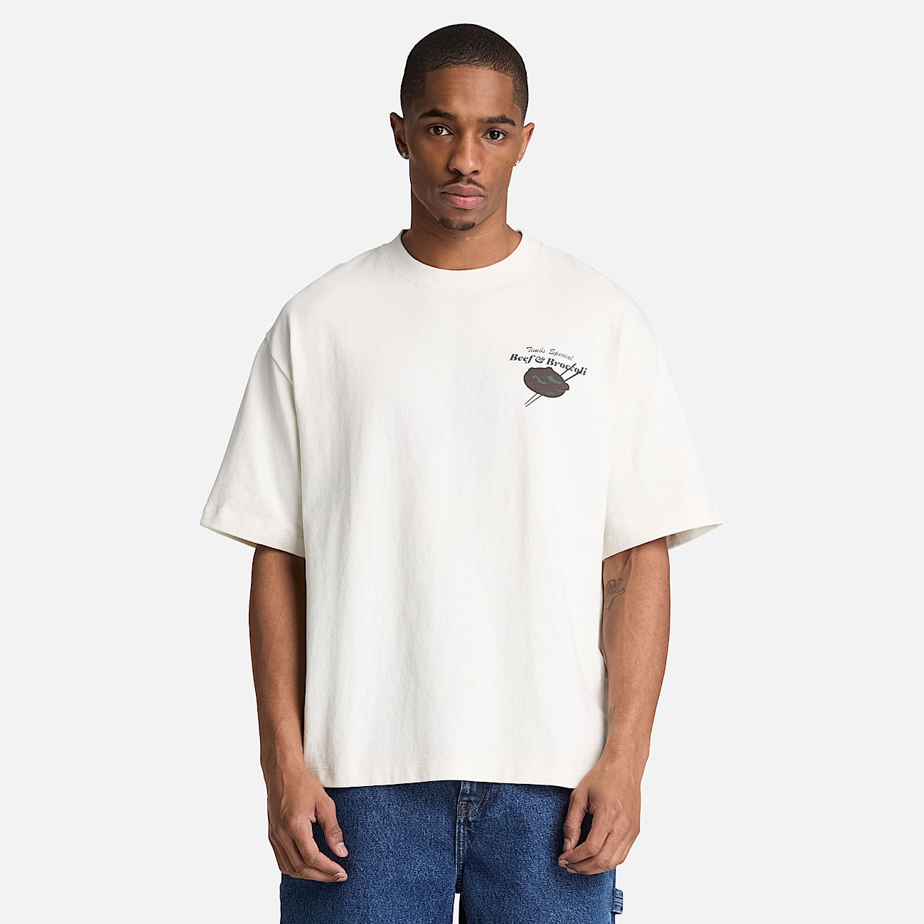 Playera Grfica Beef  Broccoli para Hombre TBL Blanco vintage ALT1