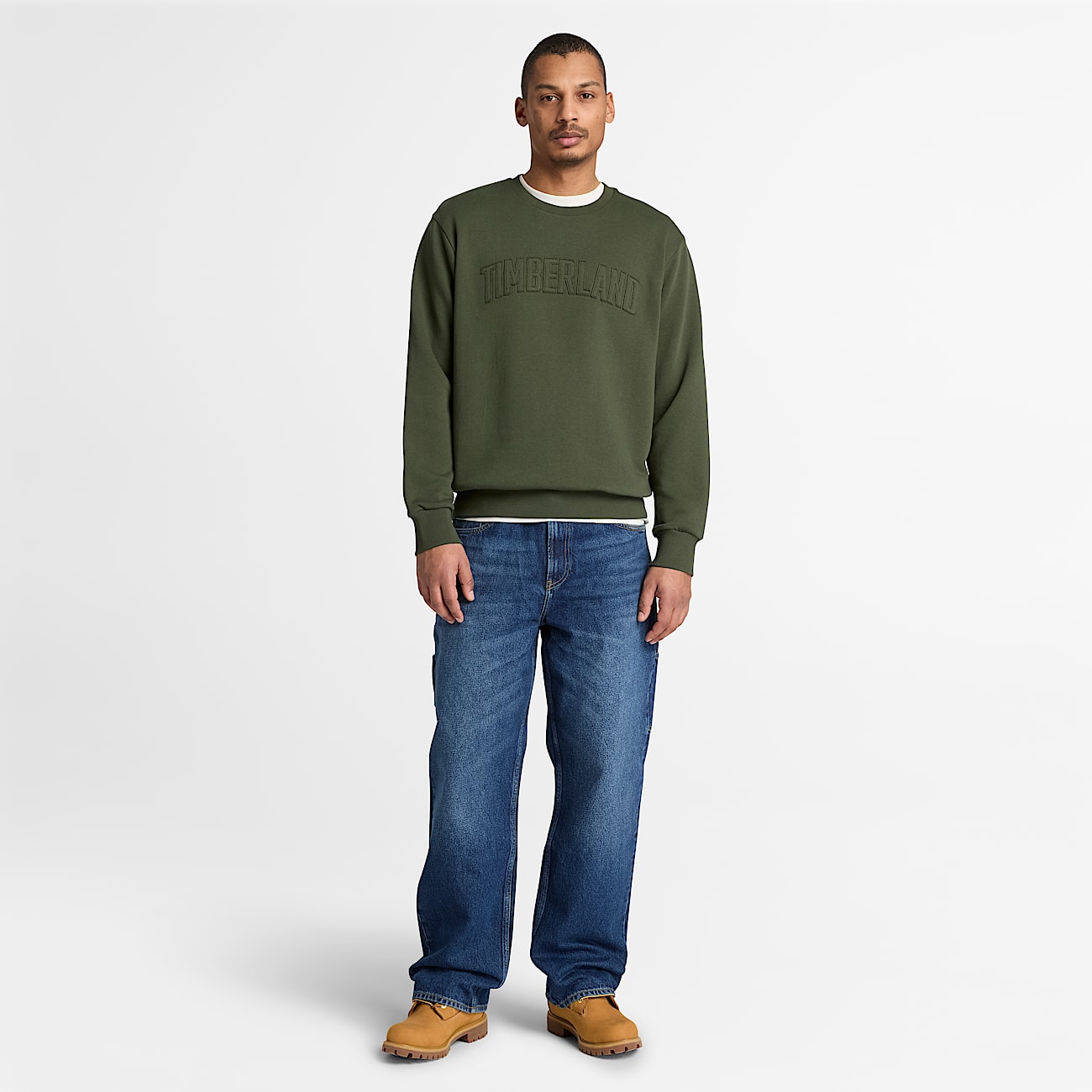 Mens Wareham Logo Patch Crew Sweatshirt TBL Dark Green ALT2