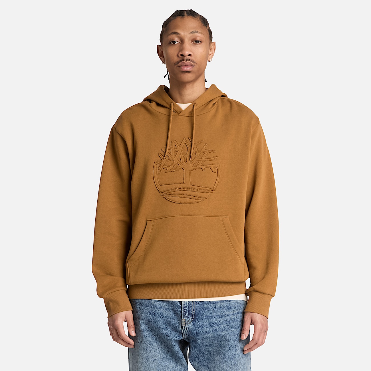 Mens Wareham Tree Logo Patch Hoodie TBL Dark Wheat ALT2