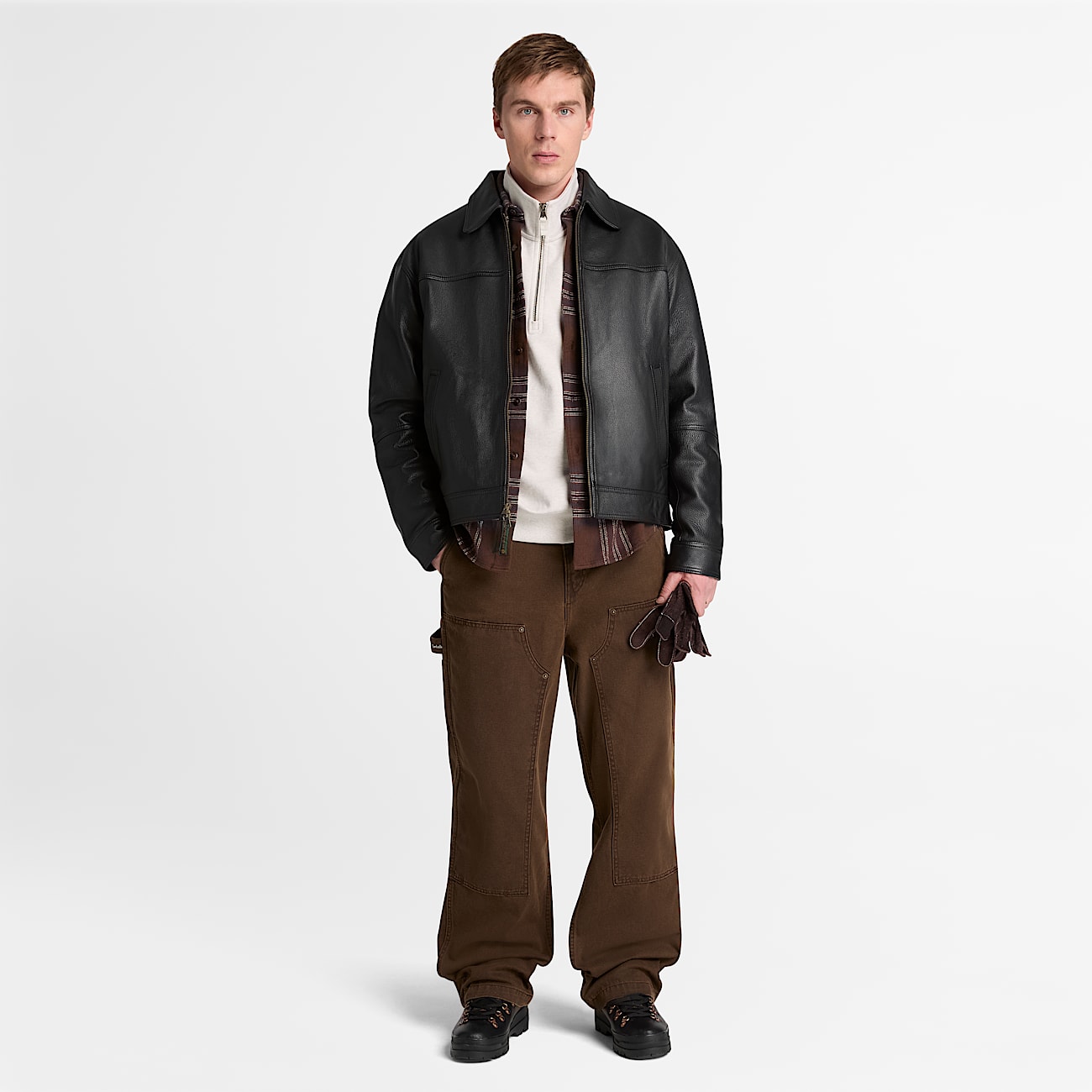 Mens Stratham Leather Bomber TBL Black ALT2