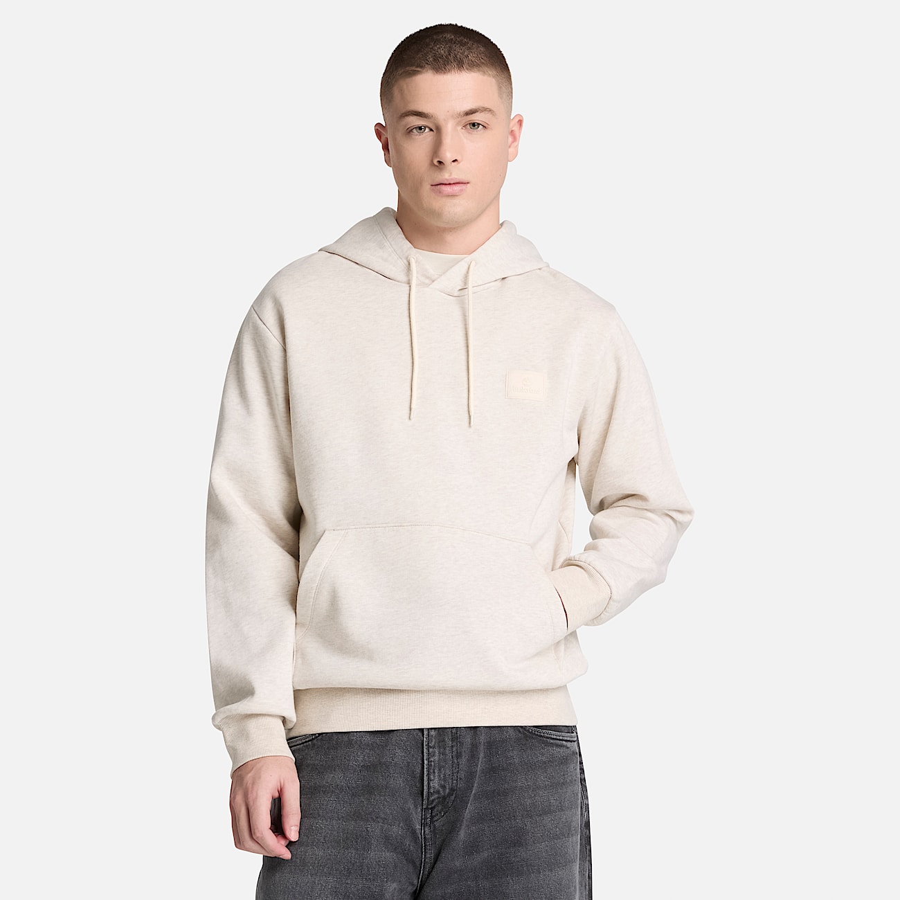 Mens Silicon Badge Hoodie TBL Light Oatmeal Heather ALT1