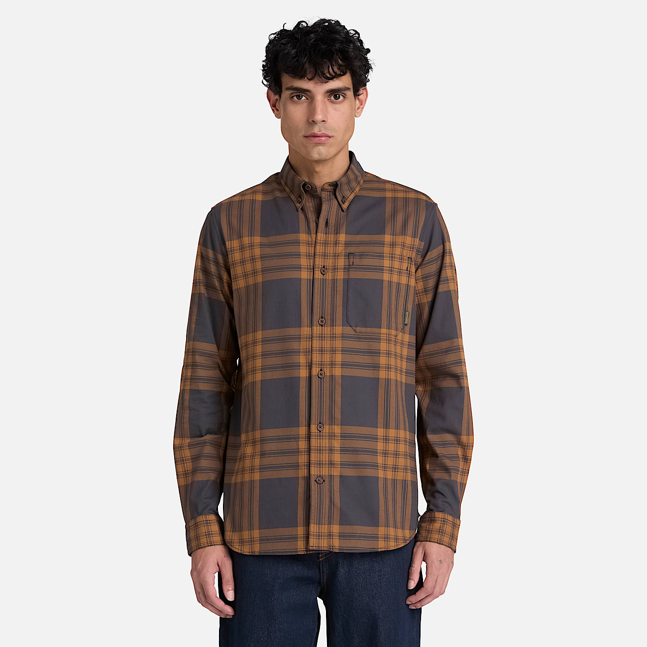 Mens Check Twill Shirt TBL Vintage Black ALT1
