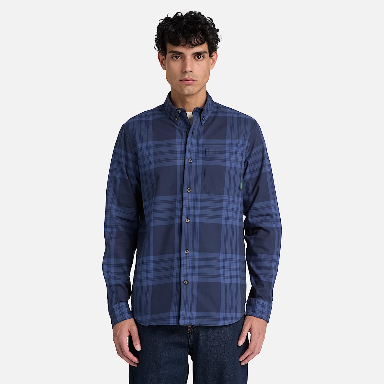 Mens Check Twill Shirt TBL Dark Sapphire ALT1