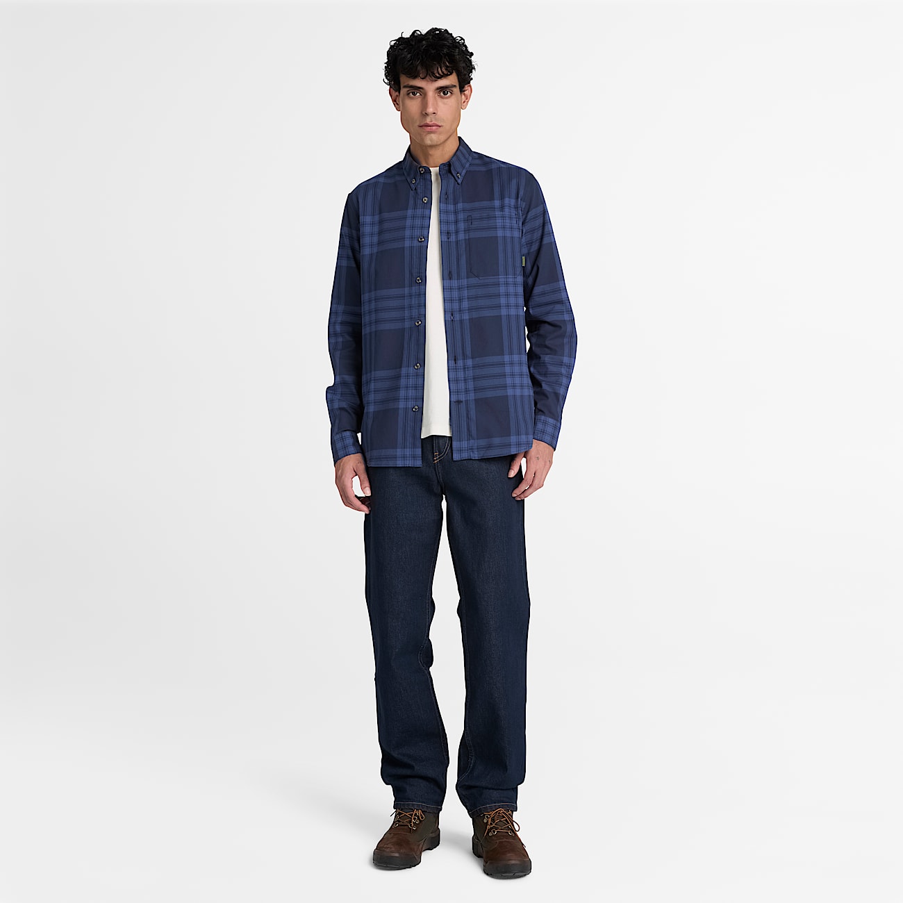 Mens Check Twill Shirt TBL Dark Sapphire ALT2