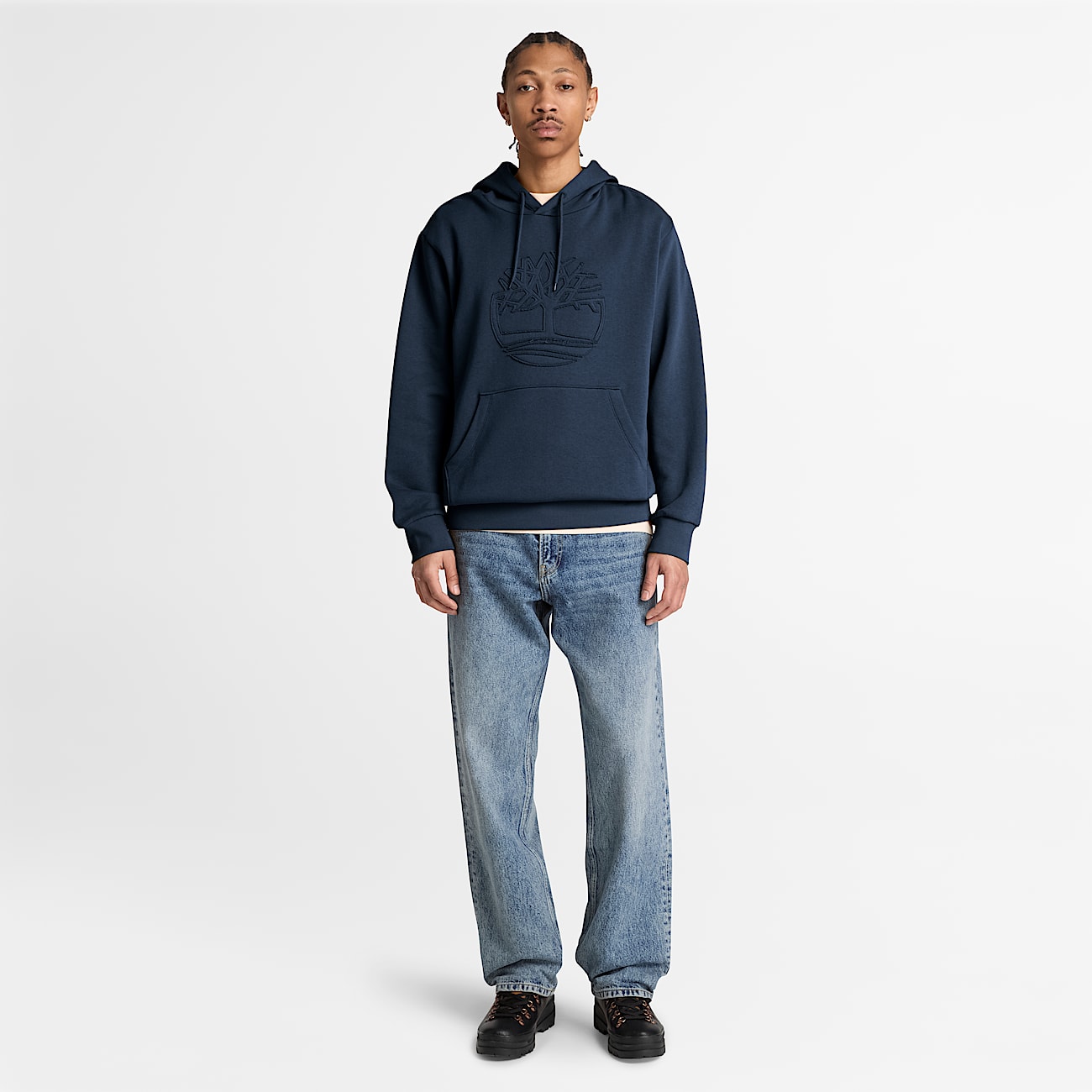 Mens Wareham Tree Logo Patch Hoodie TBL Dark Sapphire ALT2
