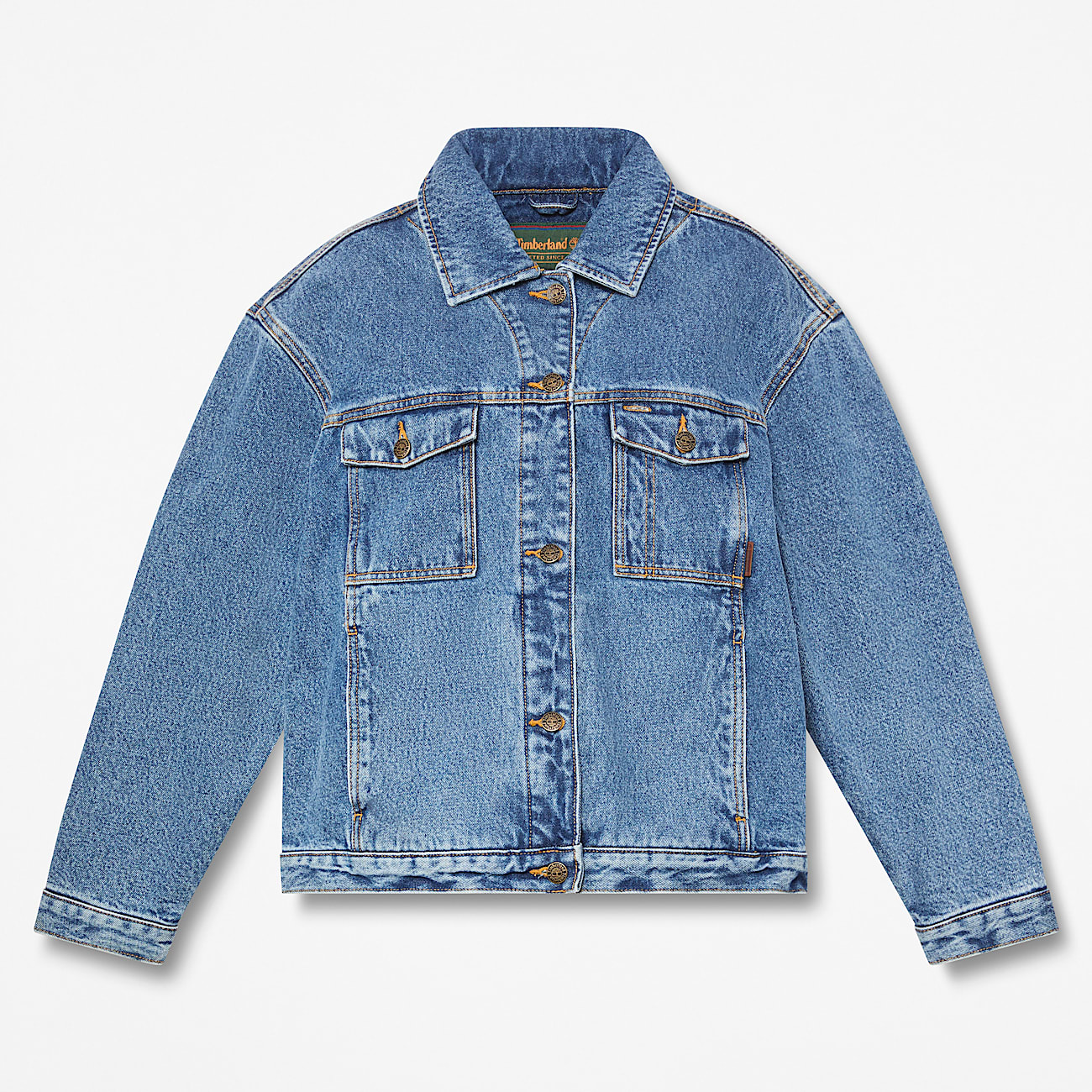 Womens Archive Insulated Denim Jacket TBL Harbour Blue Marble Wash HERO
