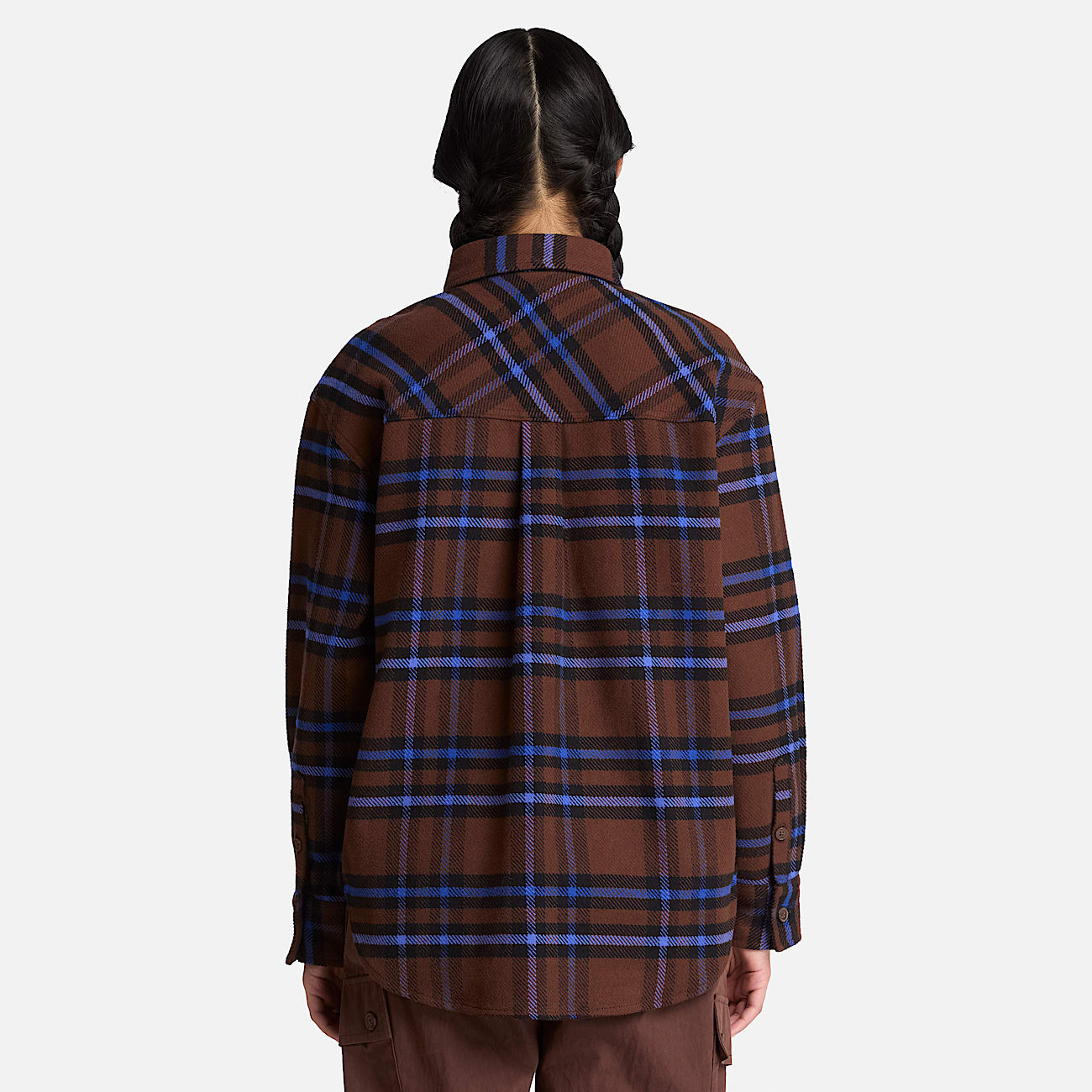 Womens Plaid Overshirt TBL Chicory Coffee Brown ALT8