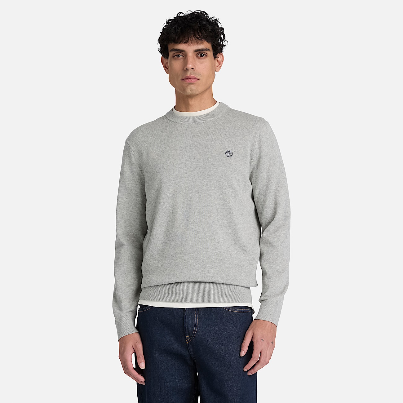 Mens Oyster River Cotton Crewneck Sweater TBL Medium Grey Heather ALT1