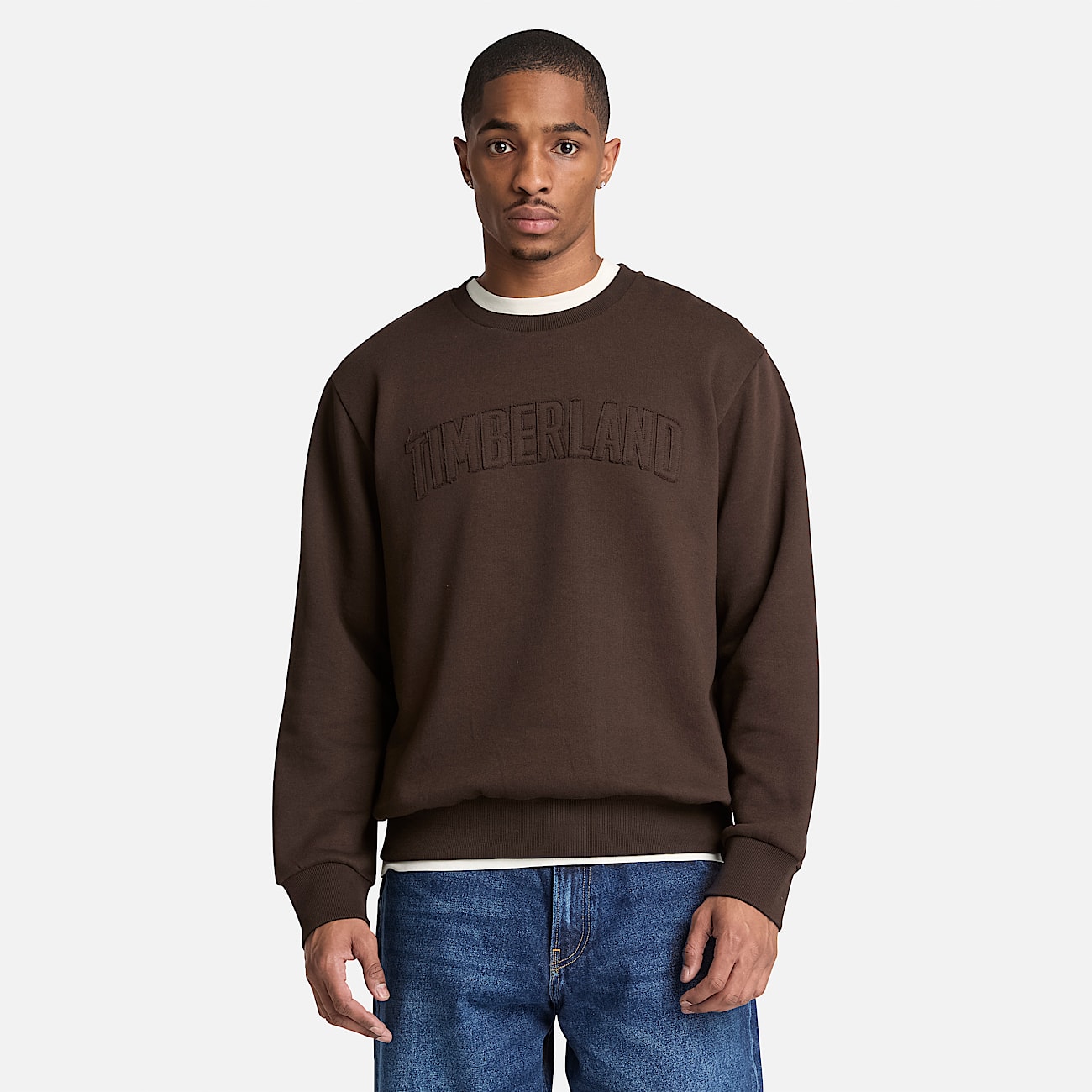 Mens Wareham Logo Patch Crew Sweatshirt TBL Dark Brown ALT1