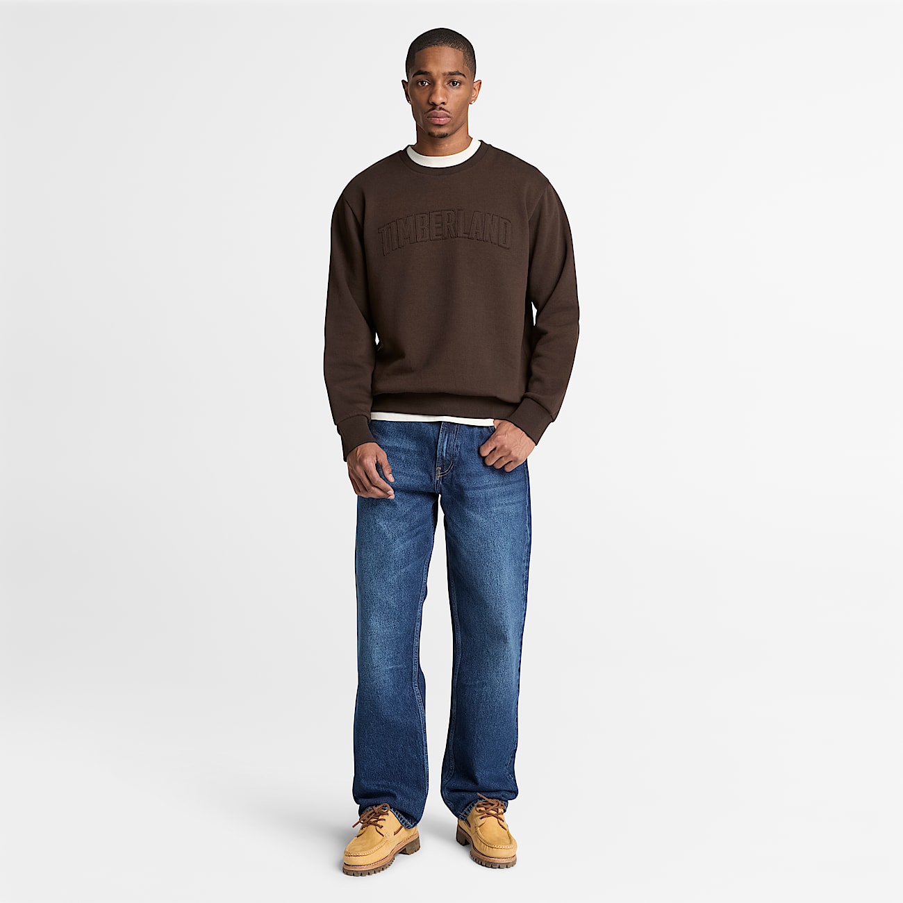 Mens Wareham Logo Patch Crew Sweatshirt TBL Dark Brown ALT2