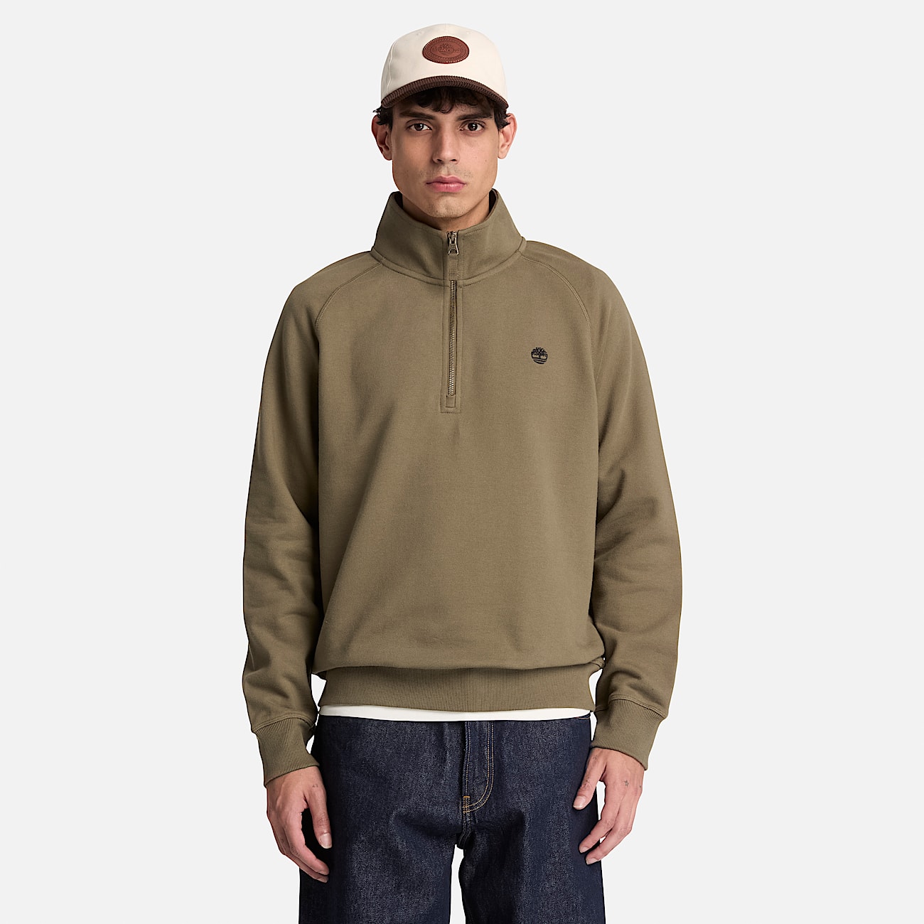 Mens Exeter River Embroidered Logo QuarterZip Sweatshirt TBL Dark Olive ALT1