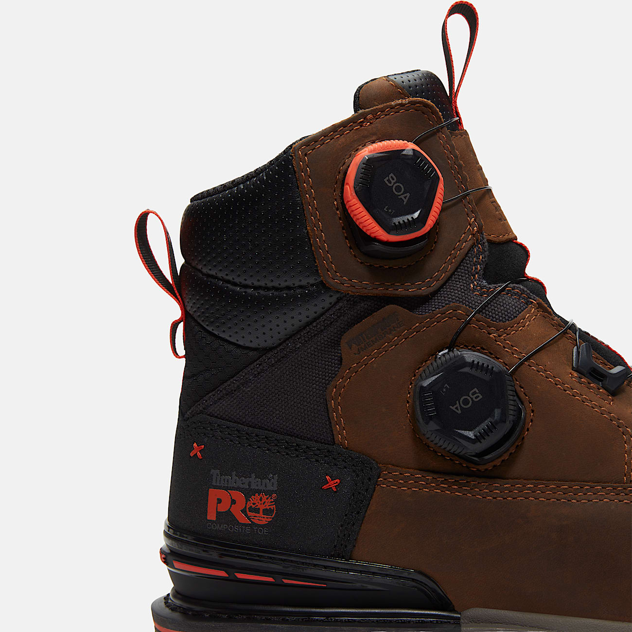 Mens Timberland PRO Boondock Ultralight CSA 6 CompositeToe Work Boot with BOA Fit System TBL Medium Brown FullGrainOrange ALT8
