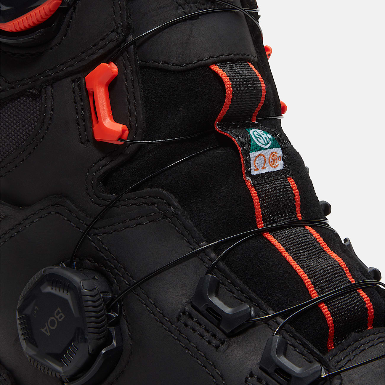 Mens Timberland PRO Boondock Ultralight CSA 8 CompositeToe Work Boot with BOA Fit System TBL Black FullGrainOrange ALT7