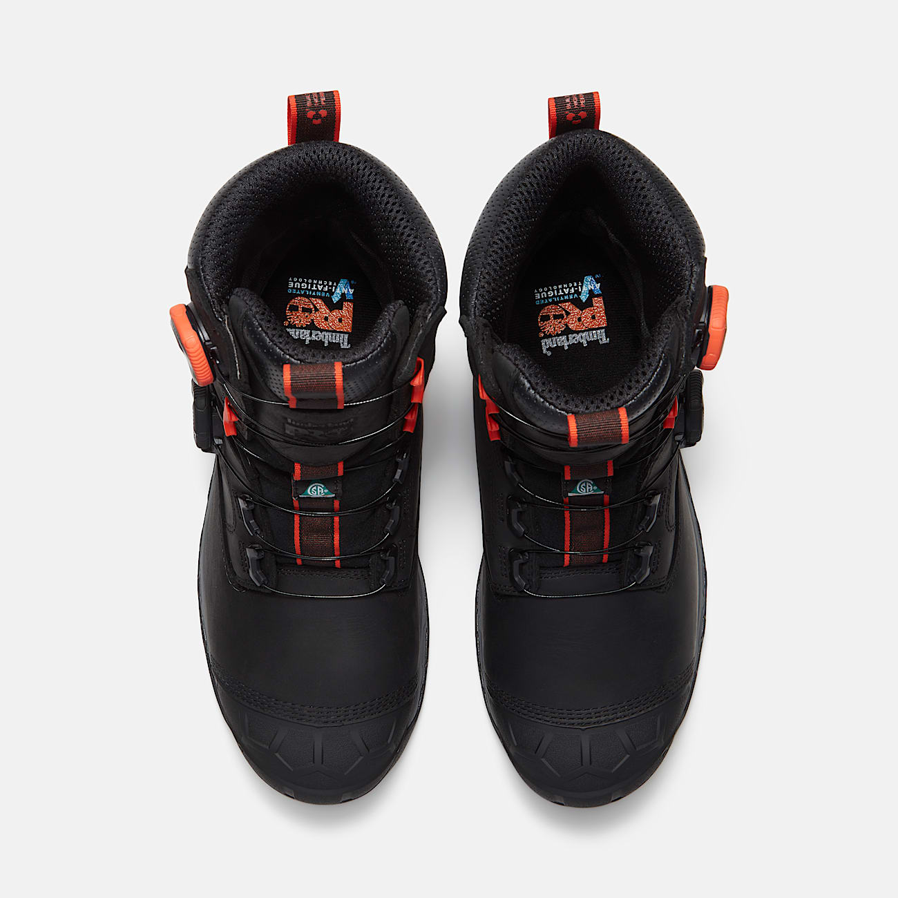 Mens Timberland PRO Boondock Ultralight CSA 8 CompositeToe Work Boot with BOA Fit System TBL Black FullGrainOrange ALT2