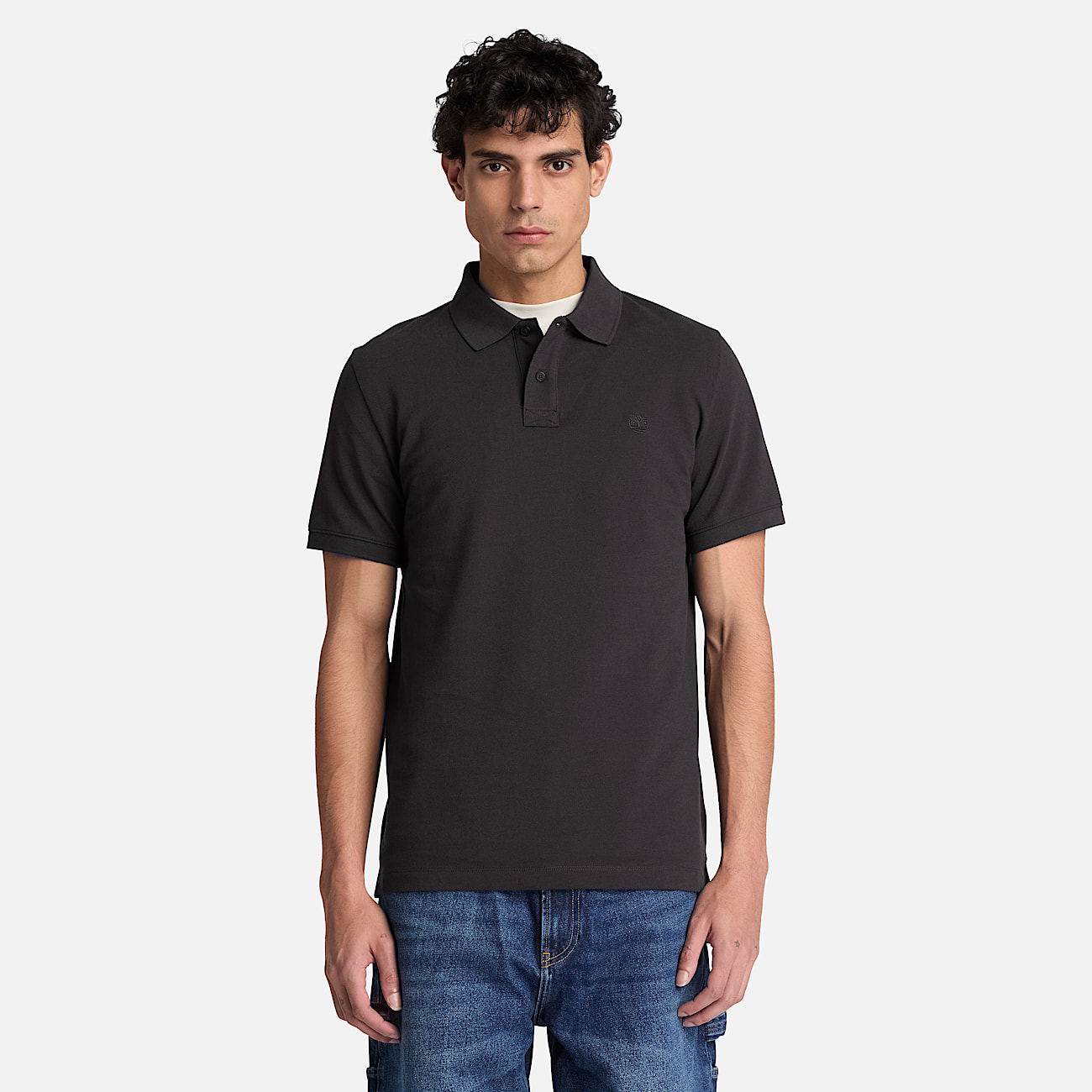 Mens Oyster River Regular ShortSleeve Polo TBL Black ALT1
