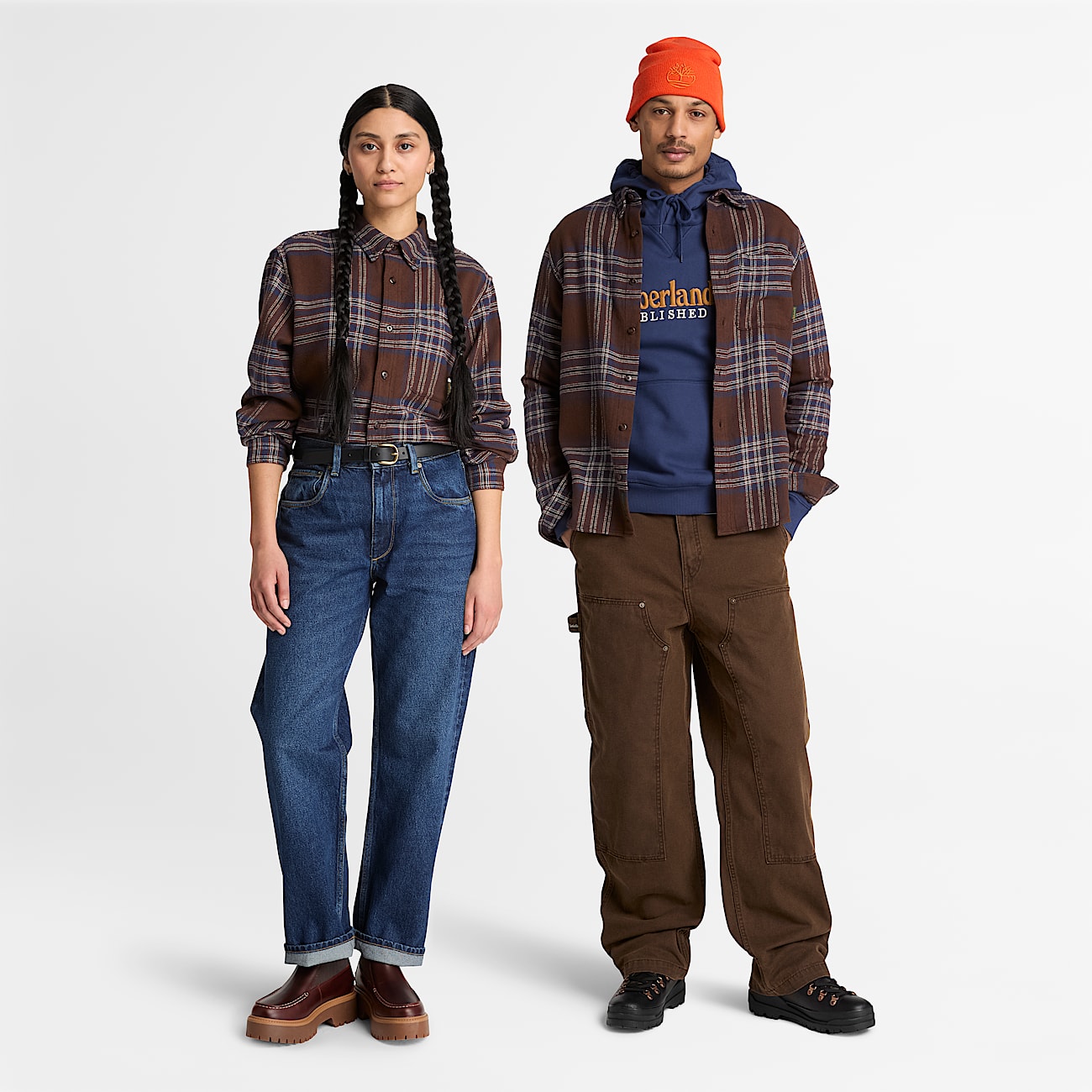 Indigo Check Regular Shirt TBL Chicory Coffee Brown ALT1