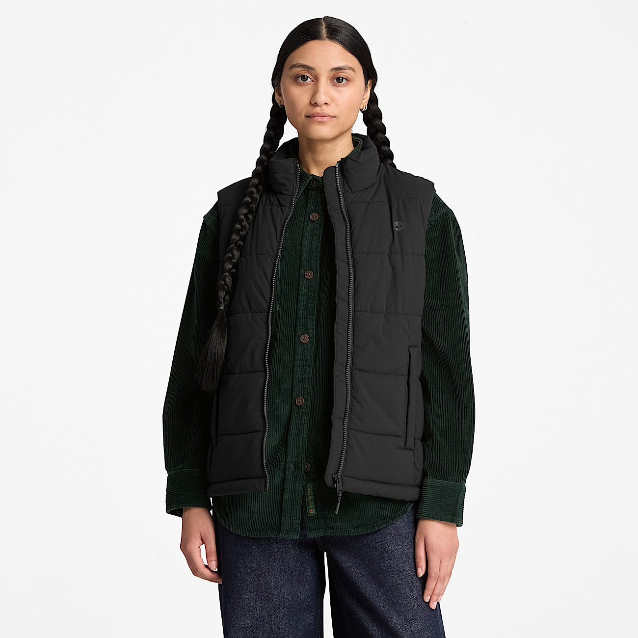 Womens Water Repellent Puffer Vest TBL Black ALT1